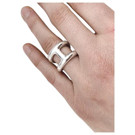 bagues argent hermes|bague hermes argent maillon.